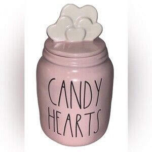 Rae Dunn Valentines Candy Hearts Pink Canister